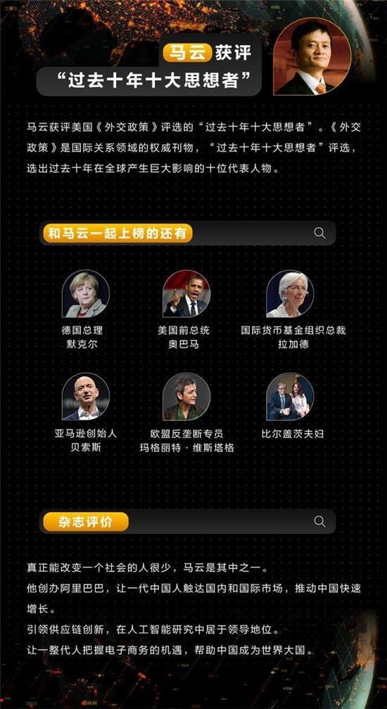 马云入选全球“十大思想者”，成唯一获选的中国企业家！