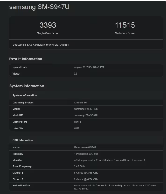 ͨ 8 Elite 2ڳGeekbench ʹ 