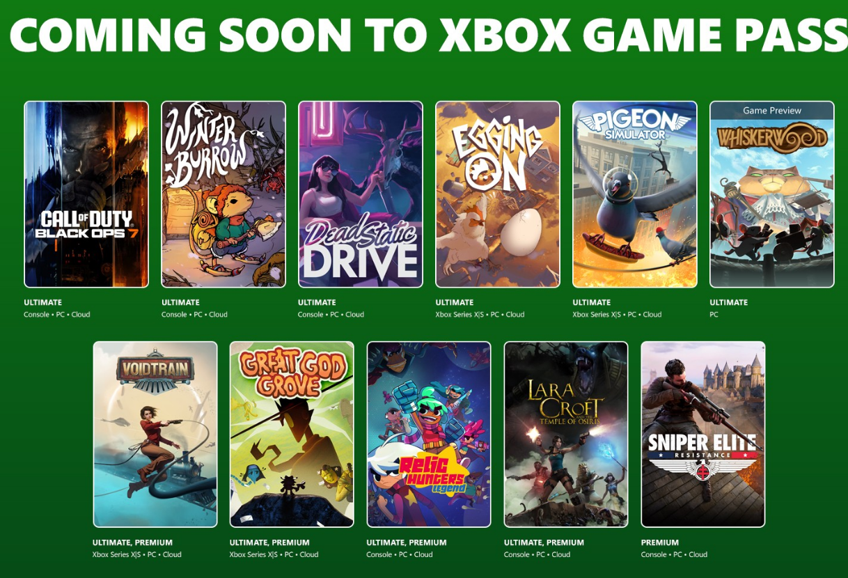 微软2025年11月的Xbox Game Pass游戏阵容