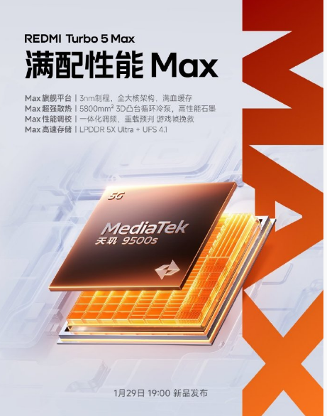 REDMI Turbo 5 Max 2.5K档性能进化 9000毫安电池