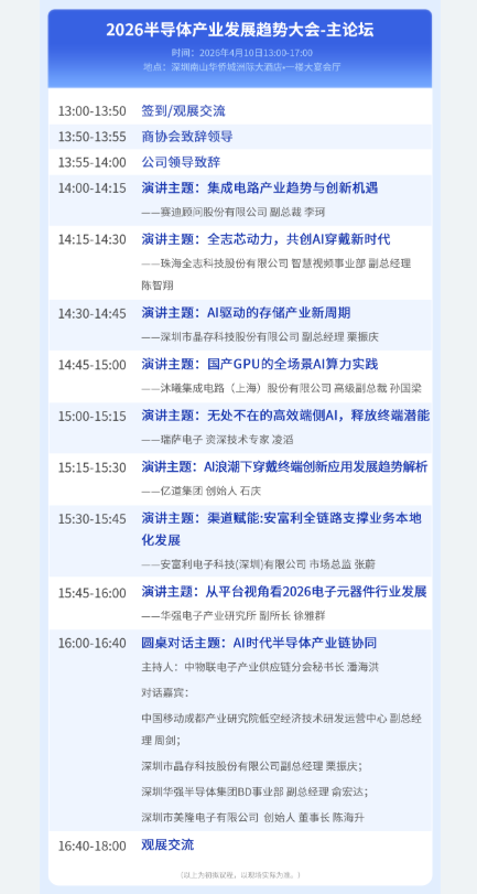 首发!4月10日深圳,半导体大会重磅议程揭晓!
